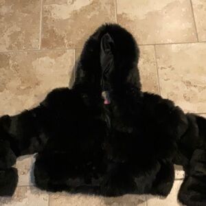 Azalea Wang Black Faux Fur with Hood